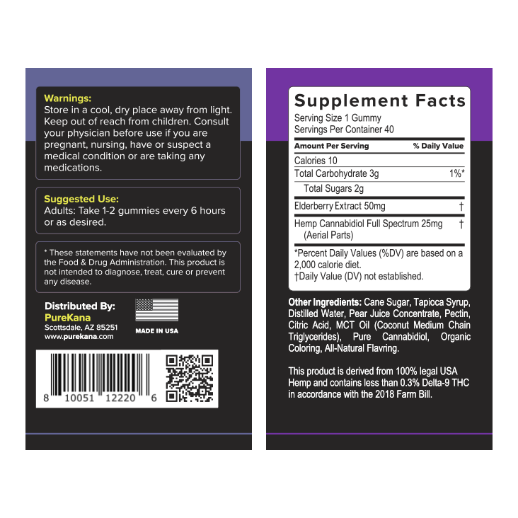 Immunity CBD Gummies with Elderberry Extract + 25mg CBD