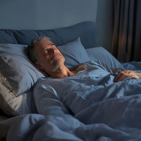50-year-old man resting in bed
