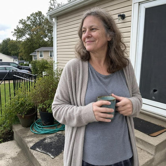 Angelique D, a longtime PureKana customer, relaxed at home